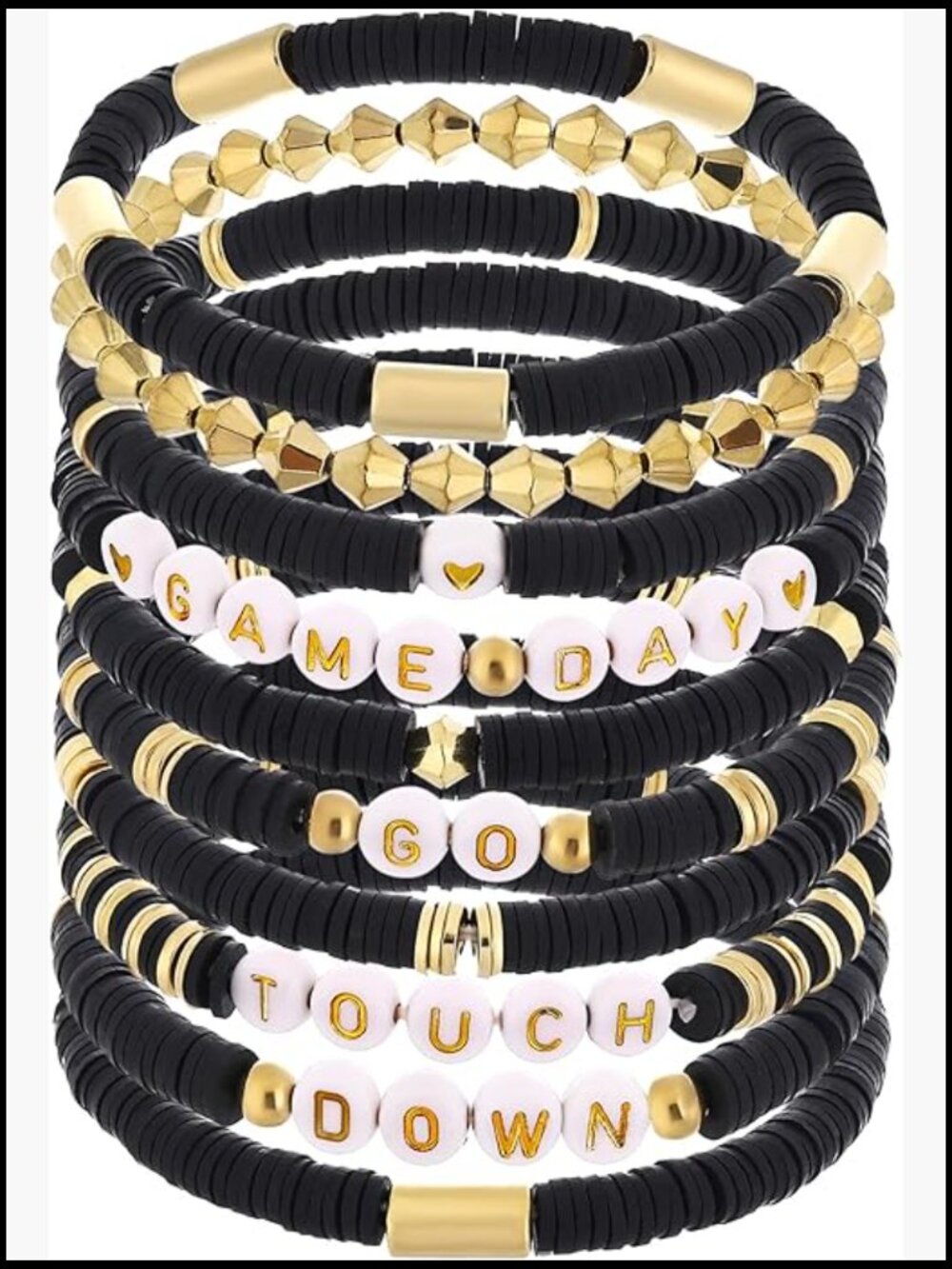 10 Pack Game Day Bracelets Stackable Charm Sports Friendship Bracelets for
